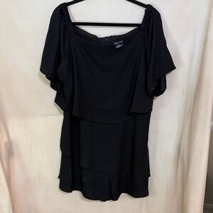 City Chic Black Off-Shoulder Layered Romper
